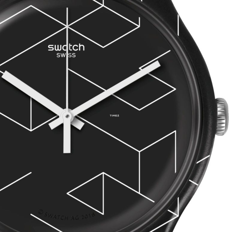 Swatch,Originals 41mm,41mm,Plastic,Black,Quartz,Sapphire,Crystal Glass,Round,SUOB161