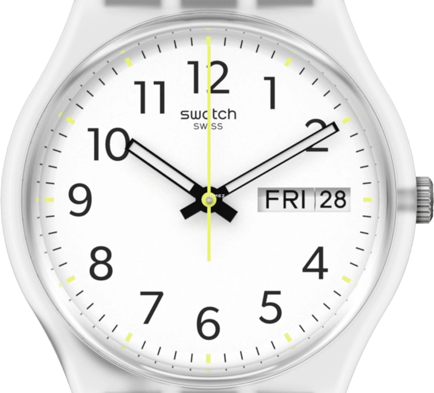 Swatch,Other 34mm,34mm,Bio-sourced,White,Quartz,Date,Day,GE726,GE726-S26