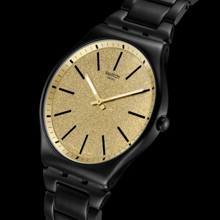 Swatch,Other 42mm,42mm,Stainless Steel,Yellow,Quartz,Hardlex,Round,SS07B109G