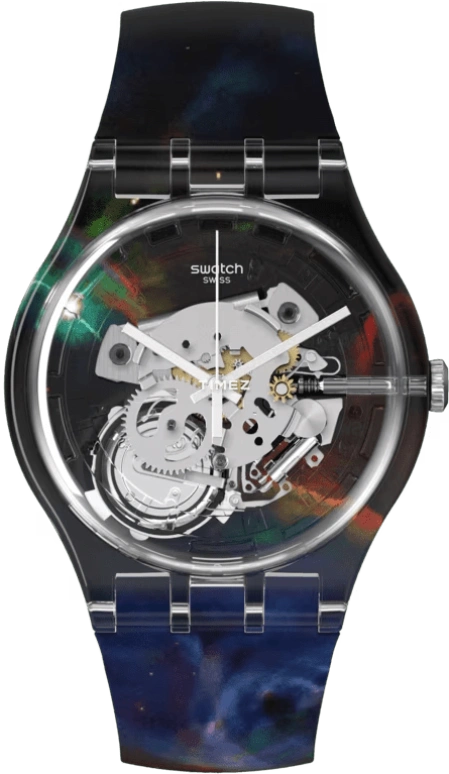 Swatch,Originals 41mm,41mm,Plastic,Transparent,Quartz,Sapphire,Crystal Glass,Round,SUOK137,SUOK137-041