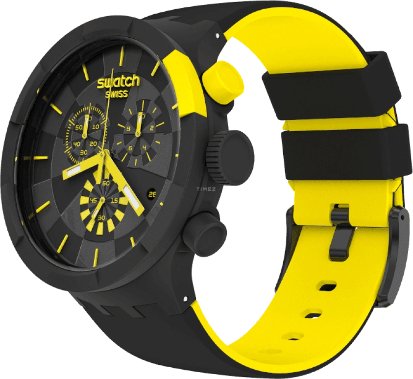 Swatch,THE BOLD 47mm,47mm,Plastic,Black,Sapphire,Crystal Glass,Closed,SB02B403