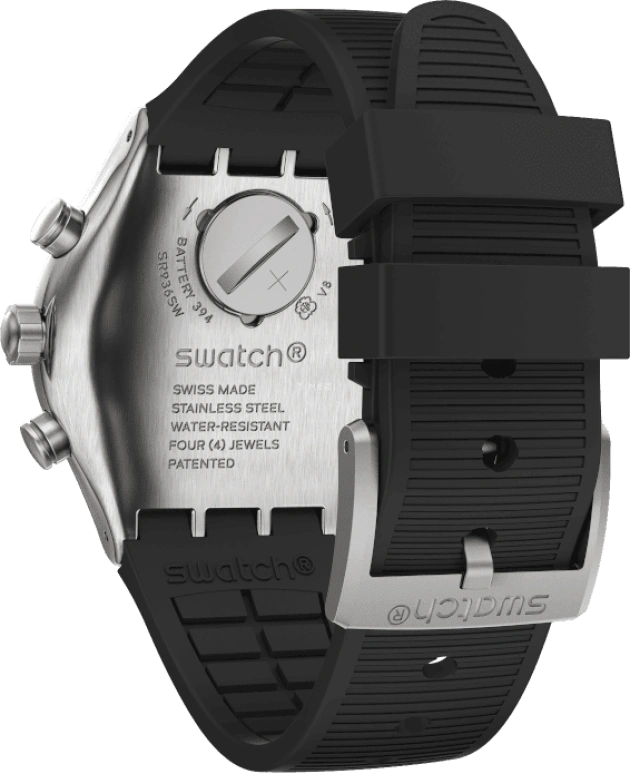 Swatch,IRONY 43mm,43mm,Stainless Steel,Black,Silver,YVS486