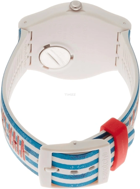 Swatch,Originals 41mm,41mm,Plastic,Blue,Quartz,Tonneau,Gray,SUOT101