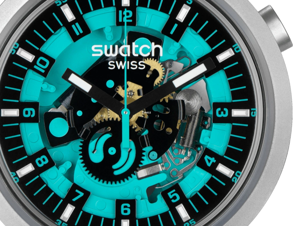 Swatch,IRONY 47mm,47mm,Stainless Steel,Blue,Skeleton,Quartz,Sapphire,Crystal Glass,Round,SB07S111