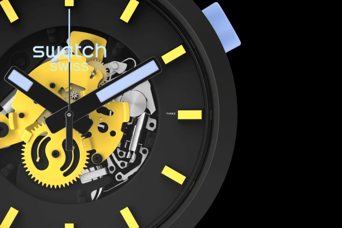 Swatch,Other 47mm,47mm,Bioceramic,Black,Quartz,Sapphire,Crystal Glass,Round,SB03B109