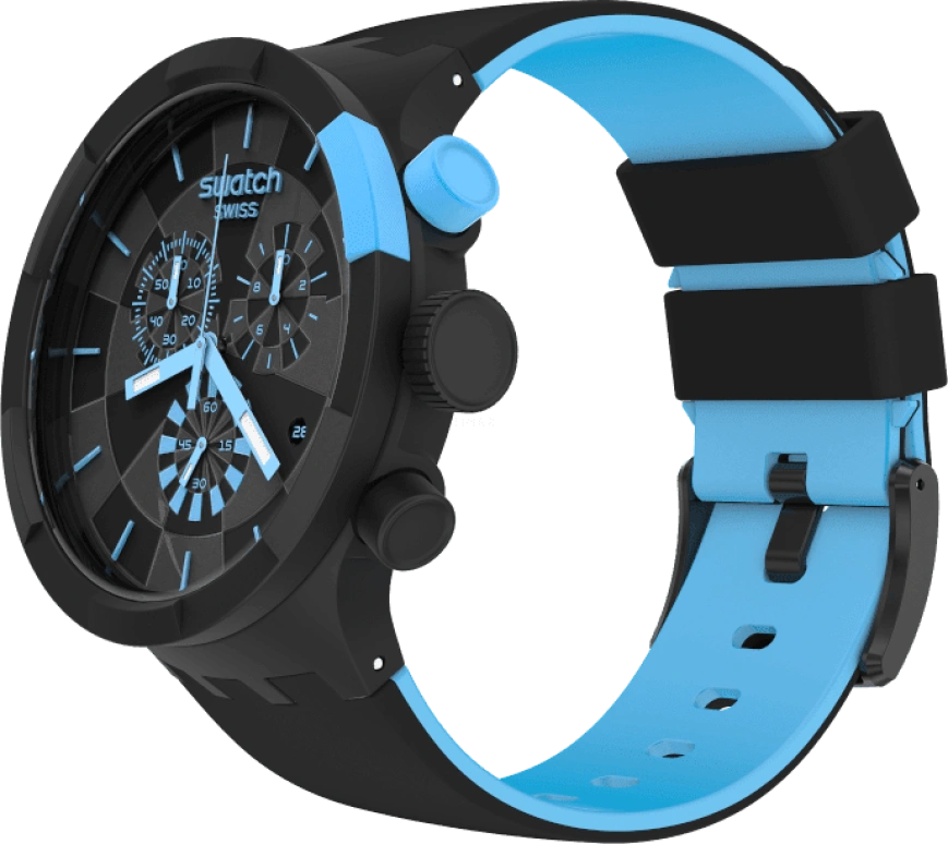 Swatch,THE BOLD 47mm,47mm,Plastic,Black,Sapphire,Crystal Glass,Closed,SB02B401