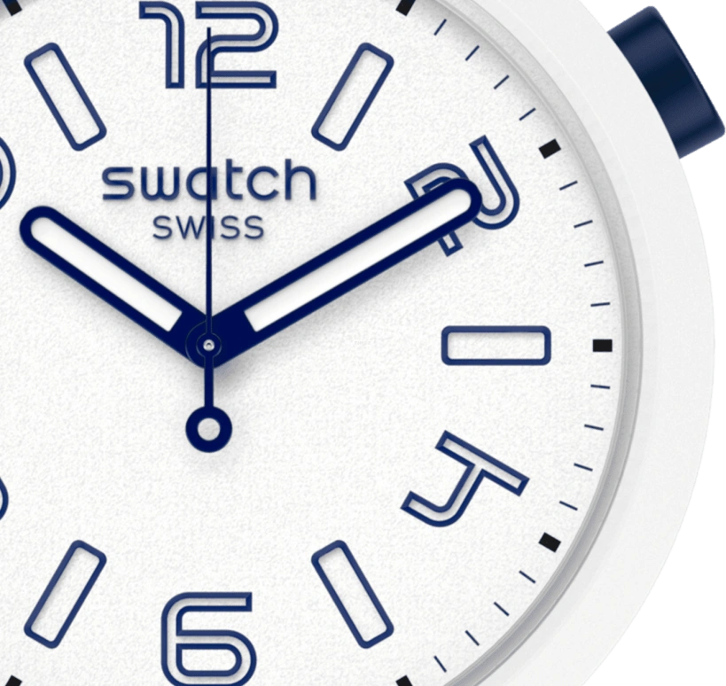 Swatch,THE BOLD 47mm,47mm,Plastic,White,Sapphire,Crystal Glass,Closed,SO27W102