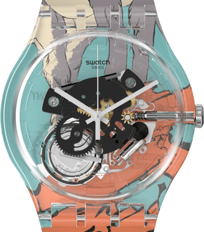 Swatch,Originals 41mm,41mm,Plastic,Transparent,Quartz,Round,SUOK136,SUOK136-053