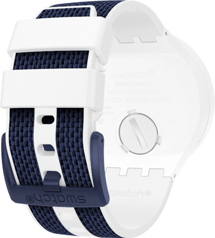 Swatch,THE BOLD 47mm,47mm,Plastic,White,Sapphire,Crystal Glass,Closed,SO27W102