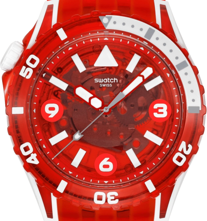 Swatch,SCUBAQUA 44x51.50mm,44x51.50mm,Bio-sourced,Bioceramic,Red,Quartz,Round,SSCU09R100