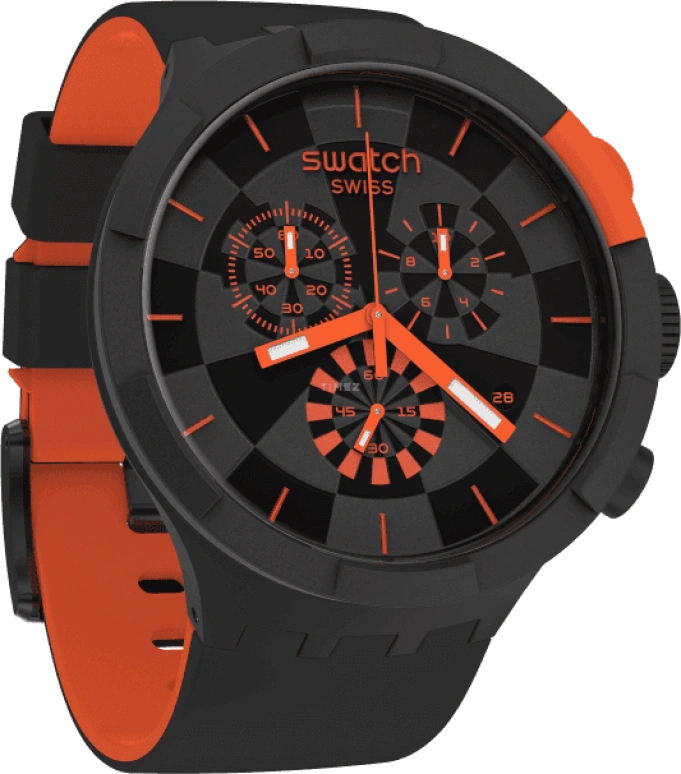 Swatch,THE BOLD 47mm,47mm,Plastic,Black,Sapphire,Crystal Glass,SB02B402