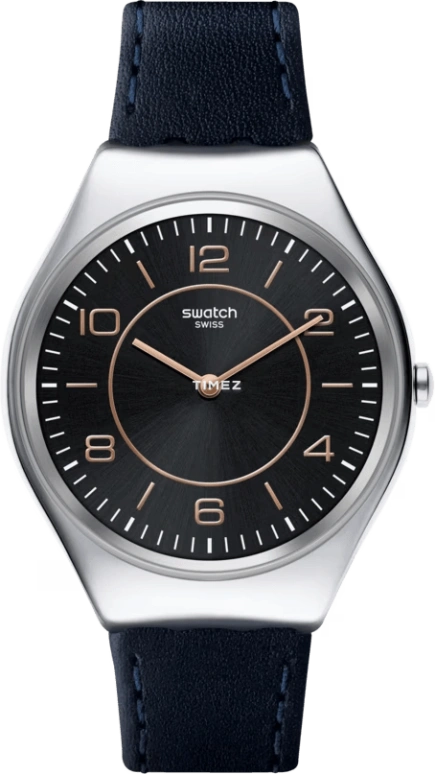 Swatch,SKIN 38mm,38mm,Stainless Steel,Black,Quartz,Round,Silver,SYXS110