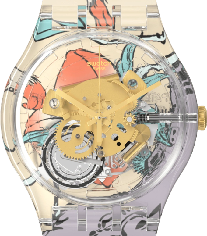 Swatch,Originals 41mm,41mm,Plastic,Transparent,Quartz,Round,SUOK146,SUOK146-019