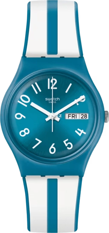 Swatch,Originals 34mm,34mm,Plastic,Blue,Quartz,Date,Day,GS702