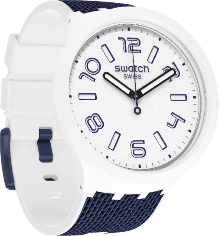 Swatch,THE BOLD 47mm,47mm,Plastic,White,Sapphire,Crystal Glass,Closed,SO27W102