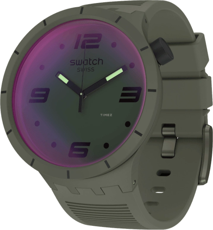 Swatch,THE BOLD 47mm,47mm,Plastic,Green,Sapphire,Crystal Glass,SO27M105