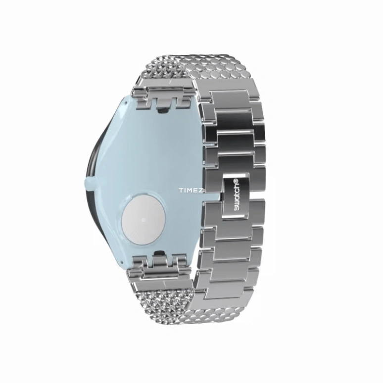 Swatch,SKIN 36.70mm,36.70mm,Plastic,Silver,Quartz,Sapphire,Crystal Glass,Tonneau,SVOM101G