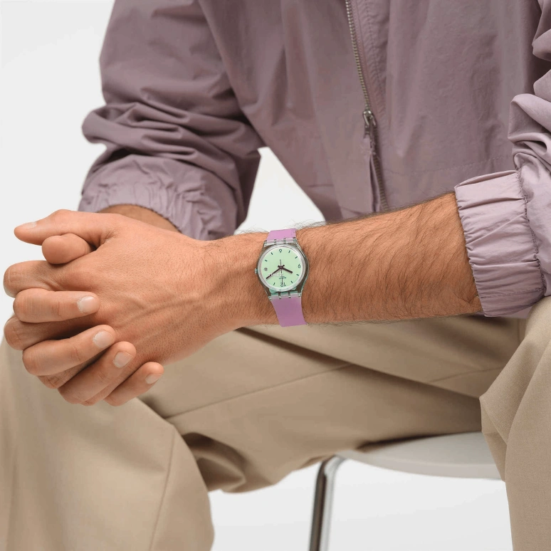 Swatch,Other 34mm,34mm,Bio-sourced,White,Cyan,Quartz,Day,Round,SO28G401