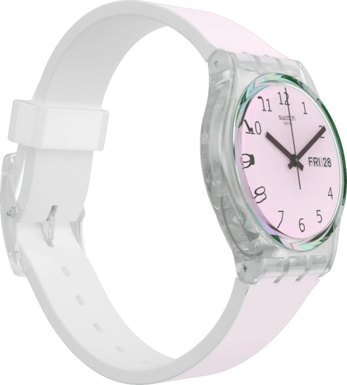 Swatch,Originals 34mm,34mm,Plastic,Pink,Green,Sapphire,Crystal Glass,GE714
