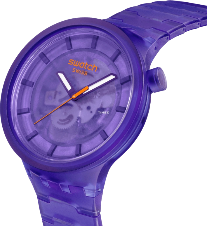 Swatch,THE BOLD 47mm,47mm,Bio-sourced,Purple,Quartz,Sapphire,Crystal Glass,Round,SB05V103