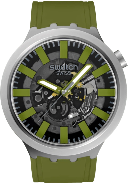 Swatch,THE BOLD 47mm,47mm,Stainless Steel,Transparent,Grey,Quartz,Round,Natural Steel,SB07S118