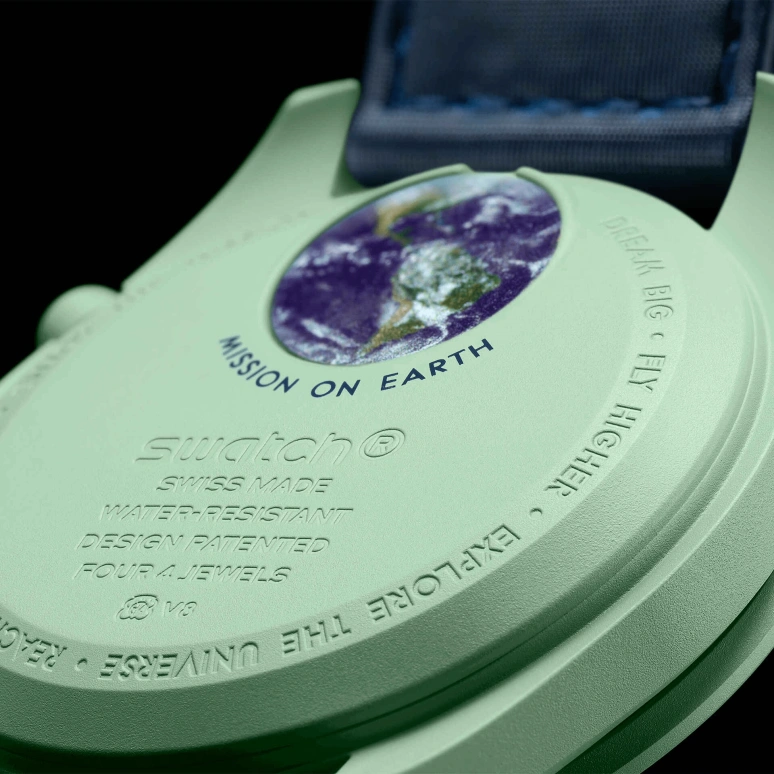 Swatch,MoonSwatch 42mm,42mm,Bioceramic,Blue,Quartz,Chronograph,Rattrapante,SO33G100
