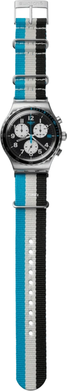 Swatch,Other 43mm,43mm,Stainless Steel,Black,Quartz,Chronograph,Day,YVS409