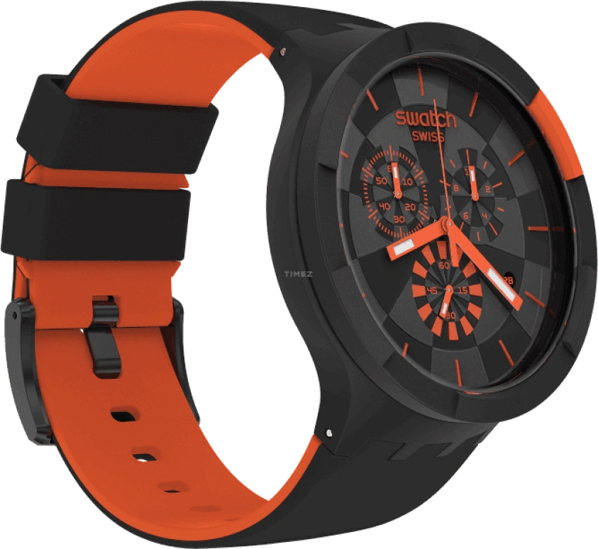 Swatch,THE BOLD 47mm,47mm,Plastic,Black,Sapphire,Crystal Glass,SB02B402