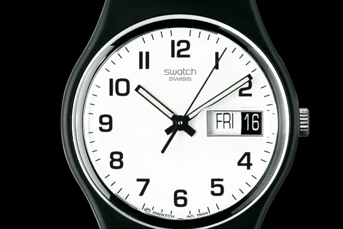 Swatch,Originals 34mm,34mm,Plastic,White,Quartz,Date,Day,GB743,GB743-S26