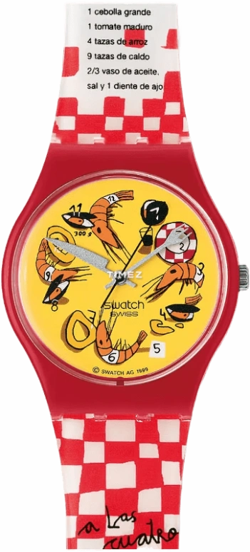 Swatch,Other 39mm,39mm,Aluminium,Yellow,Quartz,Tonneau,Red,GR141