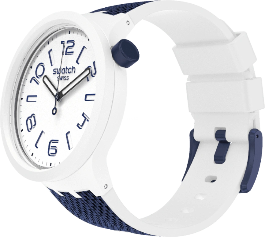 Swatch,THE BOLD 47mm,47mm,Plastic,White,Sapphire,Crystal Glass,Closed,SO27W102