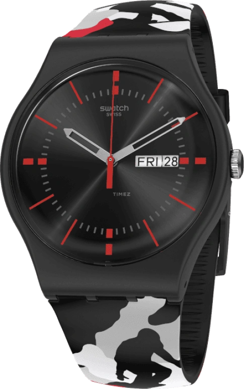Swatch,Originals 41mm,41mm,Plastic,Black,SUOB714C