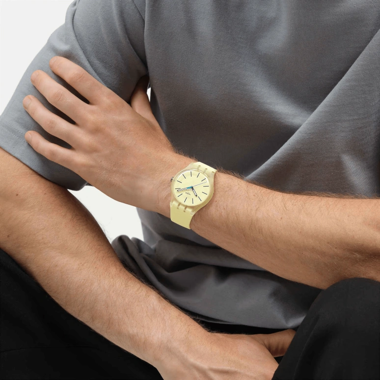 Swatch,Originals 41mm,41mm,Bio-sourced,Yellow,Quartz,Bio-sourced,Glass,Round,SO29J102