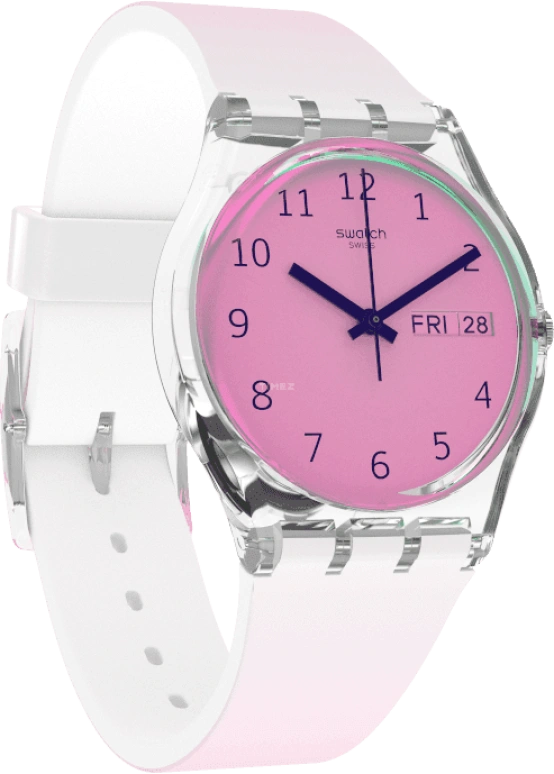 Swatch,Originals 34mm,34mm,Plastic,Pink,Sapphire,Crystal Glass,GE719
