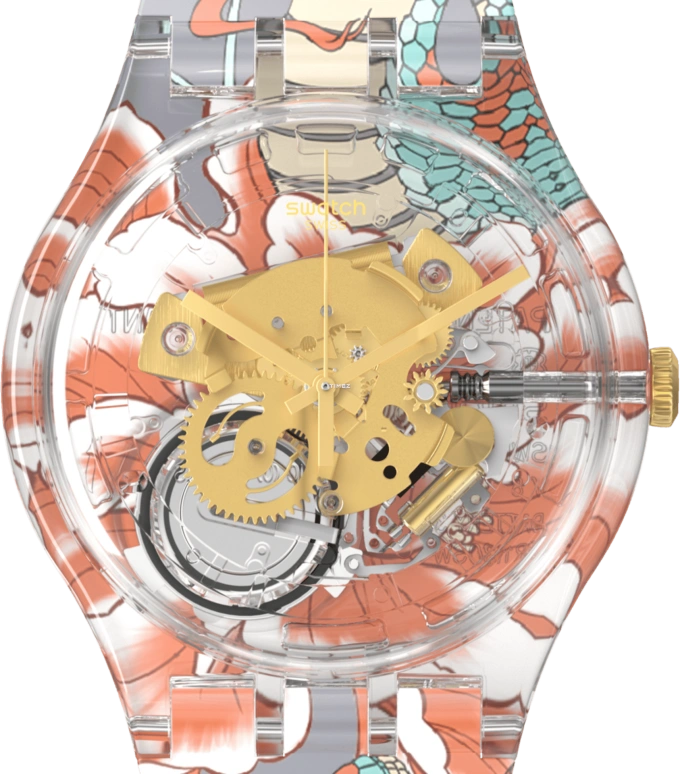 Swatch,Originals 41mm,41mm,Plastic,Transparent,Quartz,Round,SUOK146,SUOK146-020