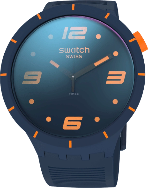 Swatch,THE BOLD 47mm,47mm,Plastic,Blue,Closed,SO27N110