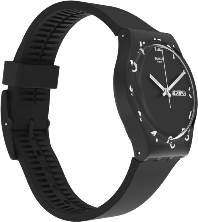 Swatch,Originals 39.20mm,39.20mm,Plastic,Black,Sapphire,Crystal Glass,Closed,GB757