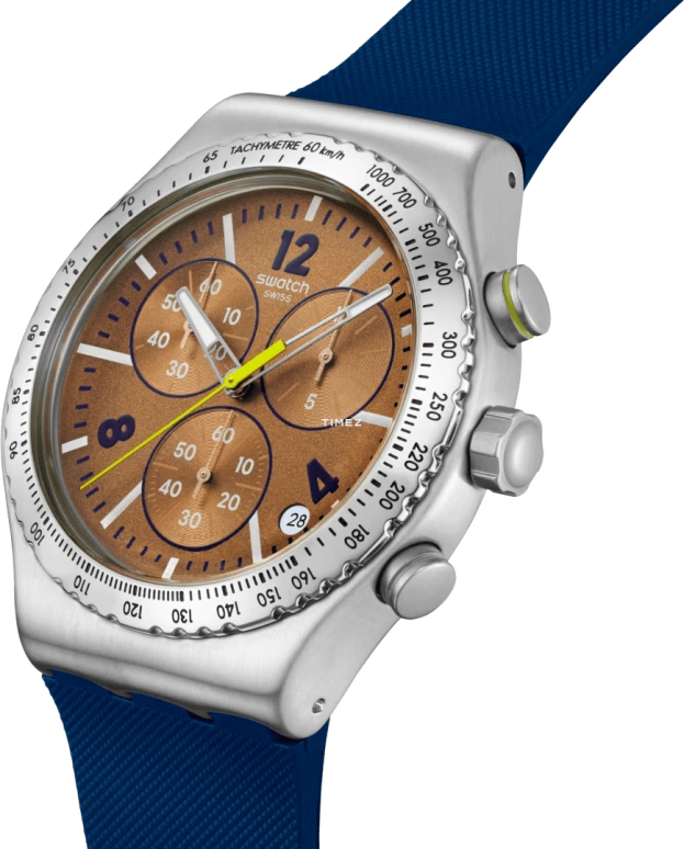 Swatch,IRONY 43mm,43mm,Stainless Steel,Brown,Quartz,Chronograph,Day,YVS534