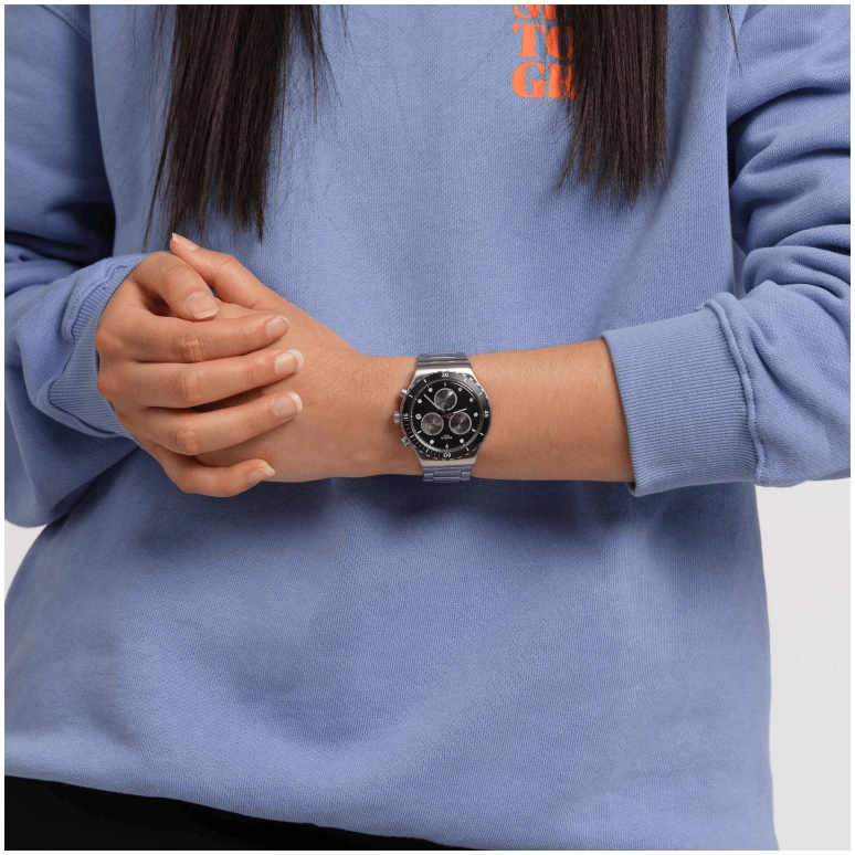 Swatch,IRONY 43mm,43mm,Stainless Steel,Black,YVS487G