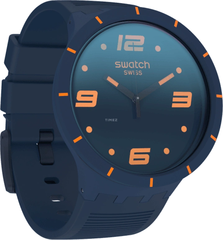 Swatch,THE BOLD 47mm,47mm,Plastic,Blue,Closed,SO27N110