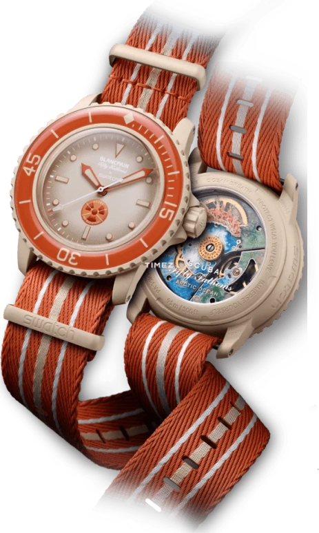 Swatch,BIOCERAMIC 42.30mm,42.30mm,Bioceramic,Cream,Orange,Automatic,Sapphire,Glass,Round,SO35N100