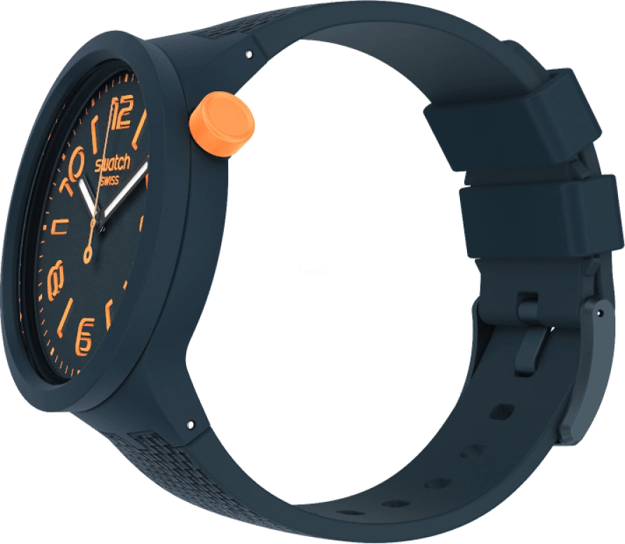 Swatch,THE BOLD 47mm,47mm,Plastic,Blue,Sapphire,Crystal Glass,Closed,SO27N107