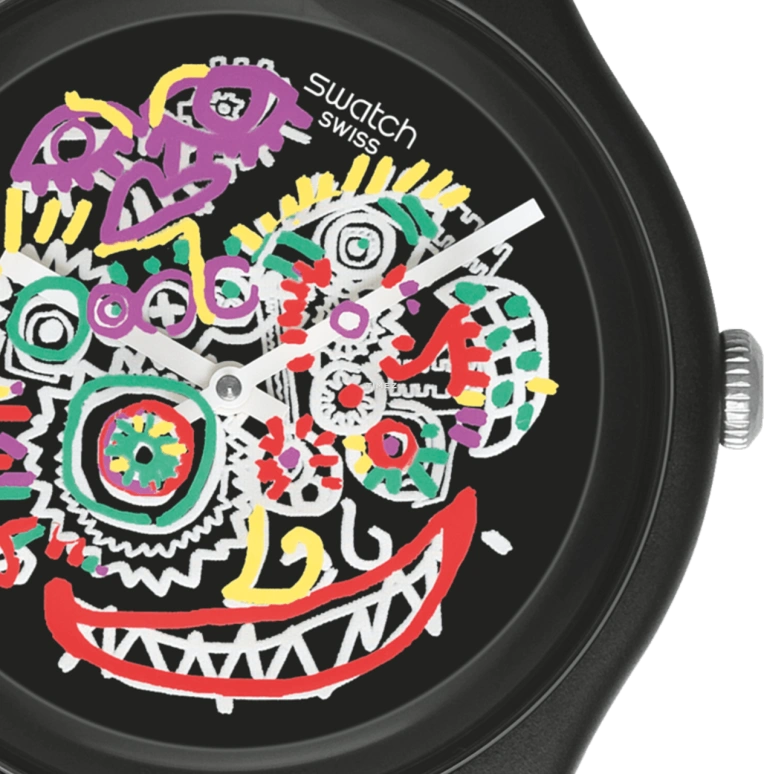 Swatch,Special Edition 40mm,40mm,Plastic,Multi-Color,Black,Quartz,Round,Black,SUOZ167