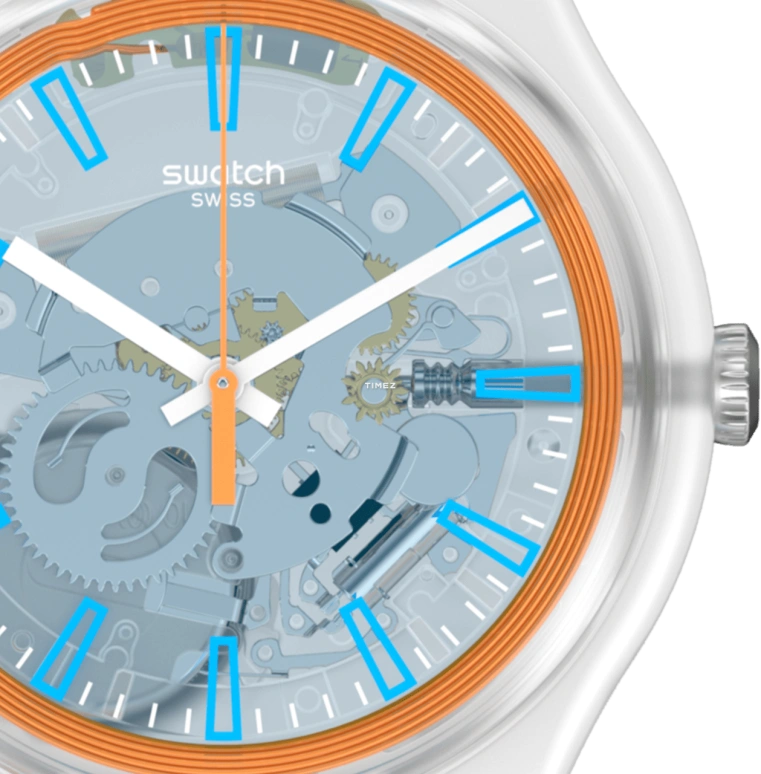 Swatch,Other 41mm,41mm,Plastic,Transparent,Quartz,Tonneau,SVIK102,SVIK102-5300