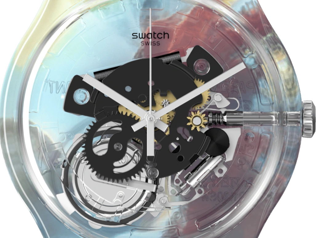 Swatch,Originals 41mm,41mm,Plastic,Transparent,Quartz,Sapphire,Crystal Glass,Round,SUOK136,SUOK136-048