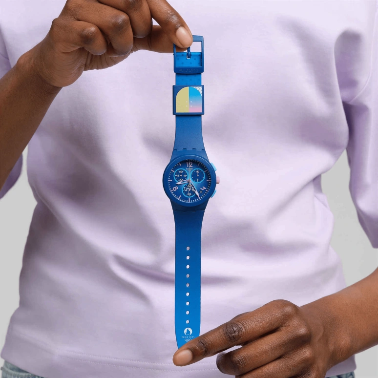 Swatch,Originals 42mm,42mm,Plastic,Blue,Quartz,Chronograph,Day,SUSN420