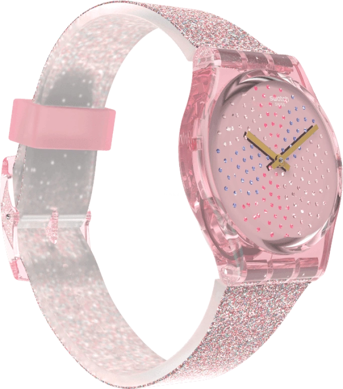 Swatch,Originals 34mm,34mm,Plastic,Pink,Sapphire,Crystal Glass,GP168