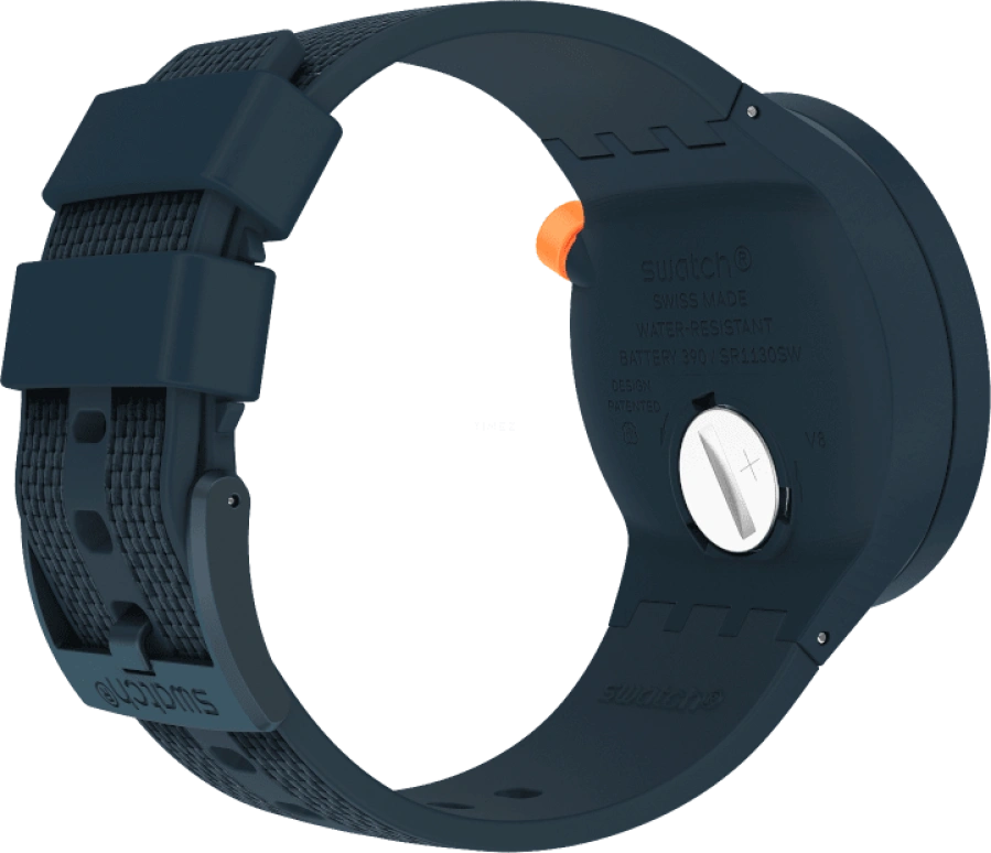 Swatch,THE BOLD 47mm,47mm,Plastic,Blue,Sapphire,Crystal Glass,Closed,SO27N107