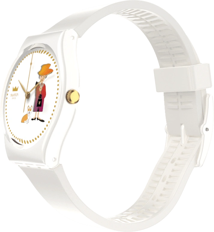 Swatch,Other 34mm,34mm,Plastic,White,Sapphire,Crystal Glass,GZ711