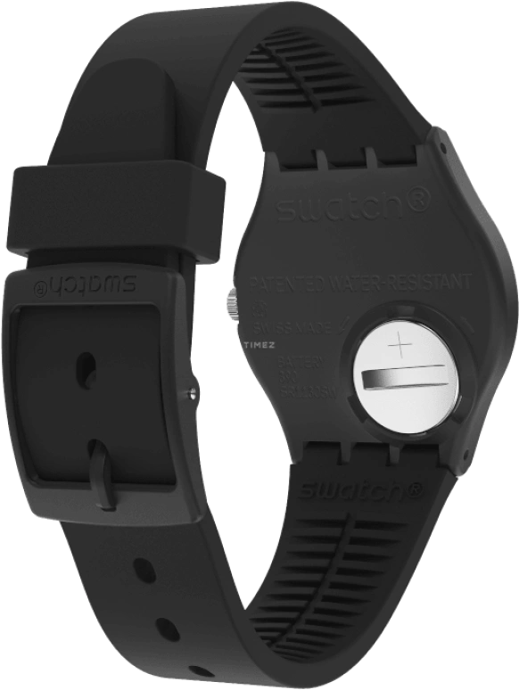 Swatch,Originals 39.20mm,39.20mm,Plastic,Black,Sapphire,Crystal Glass,Closed,GB757